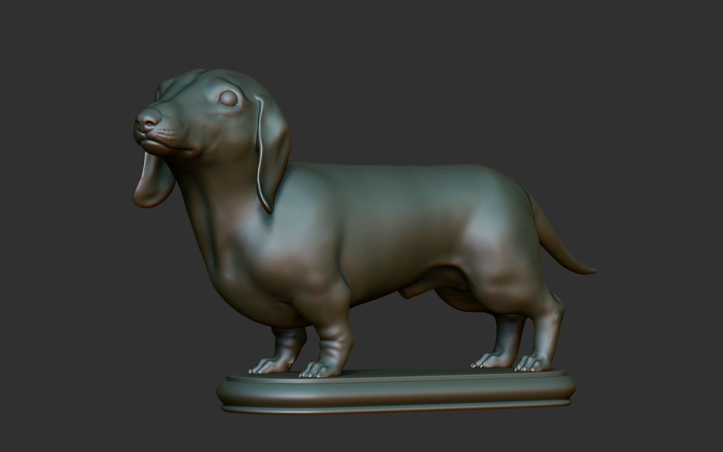 Dachshund statue 3D print model_15