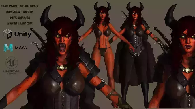 AAA 3D FANTASY FEMALE CHARACTER - THE DEVIL WARRIOR 01