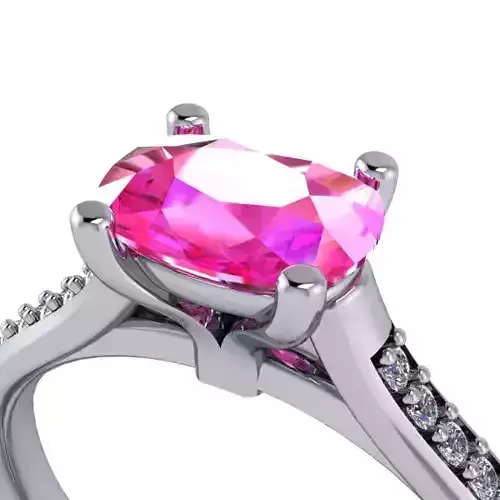 Cushion Square Cut birthstone gem modern ring 3D print model