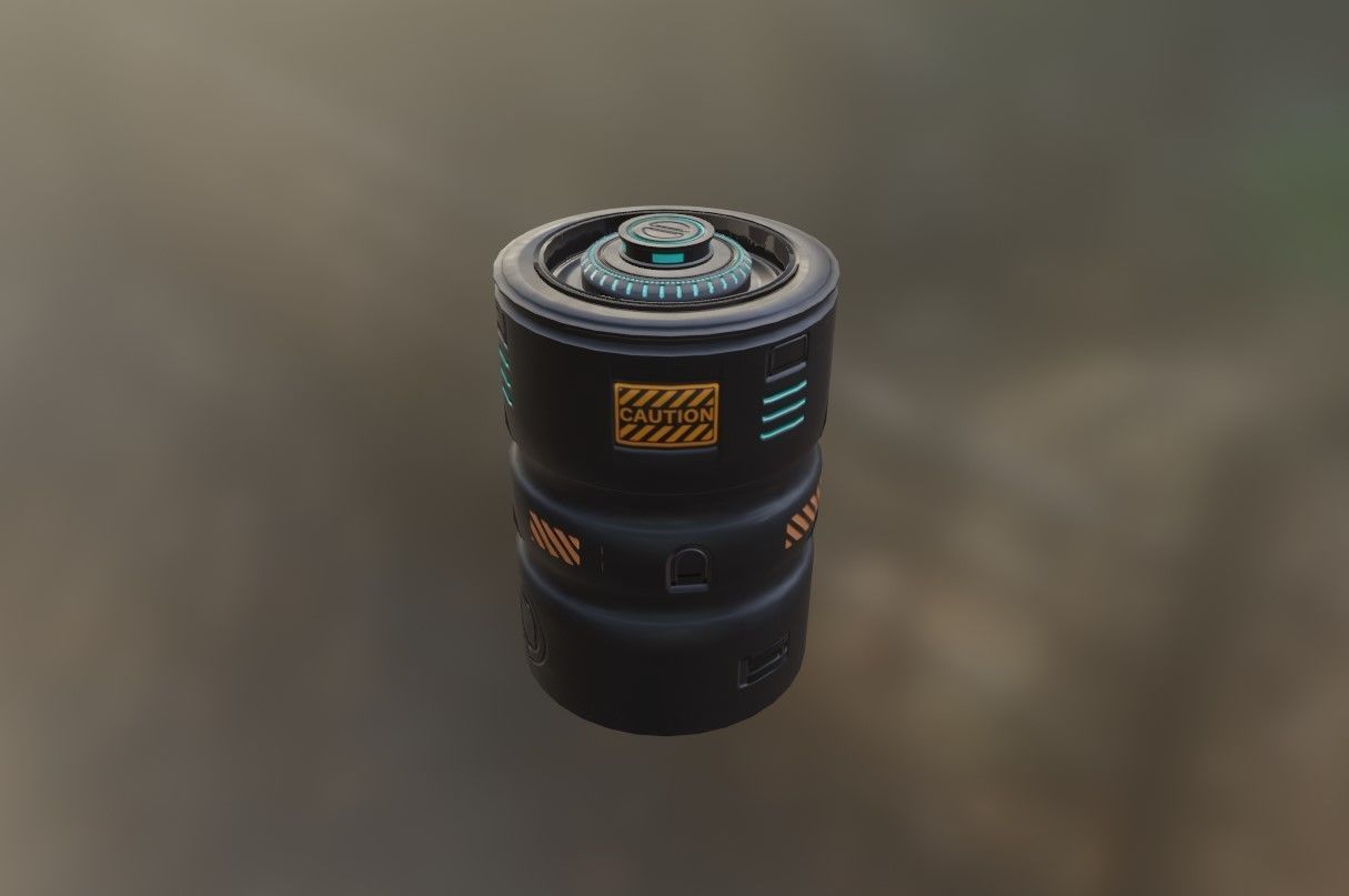 Sci-Fi Neon Barrel - container Low-poly 3D model Low-poly 3D model_6