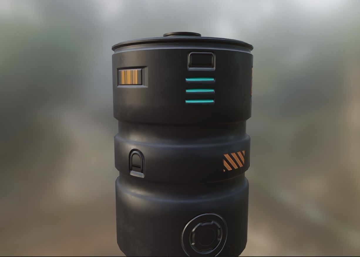 Sci-Fi Neon Barrel - container Low-poly 3D model Low-poly 3D model_8