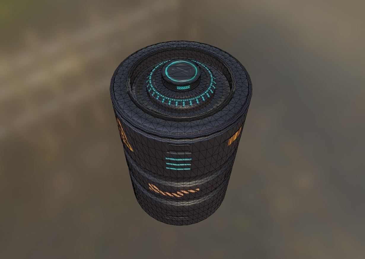Sci-Fi Neon Barrel - container Low-poly 3D model Low-poly 3D model_16