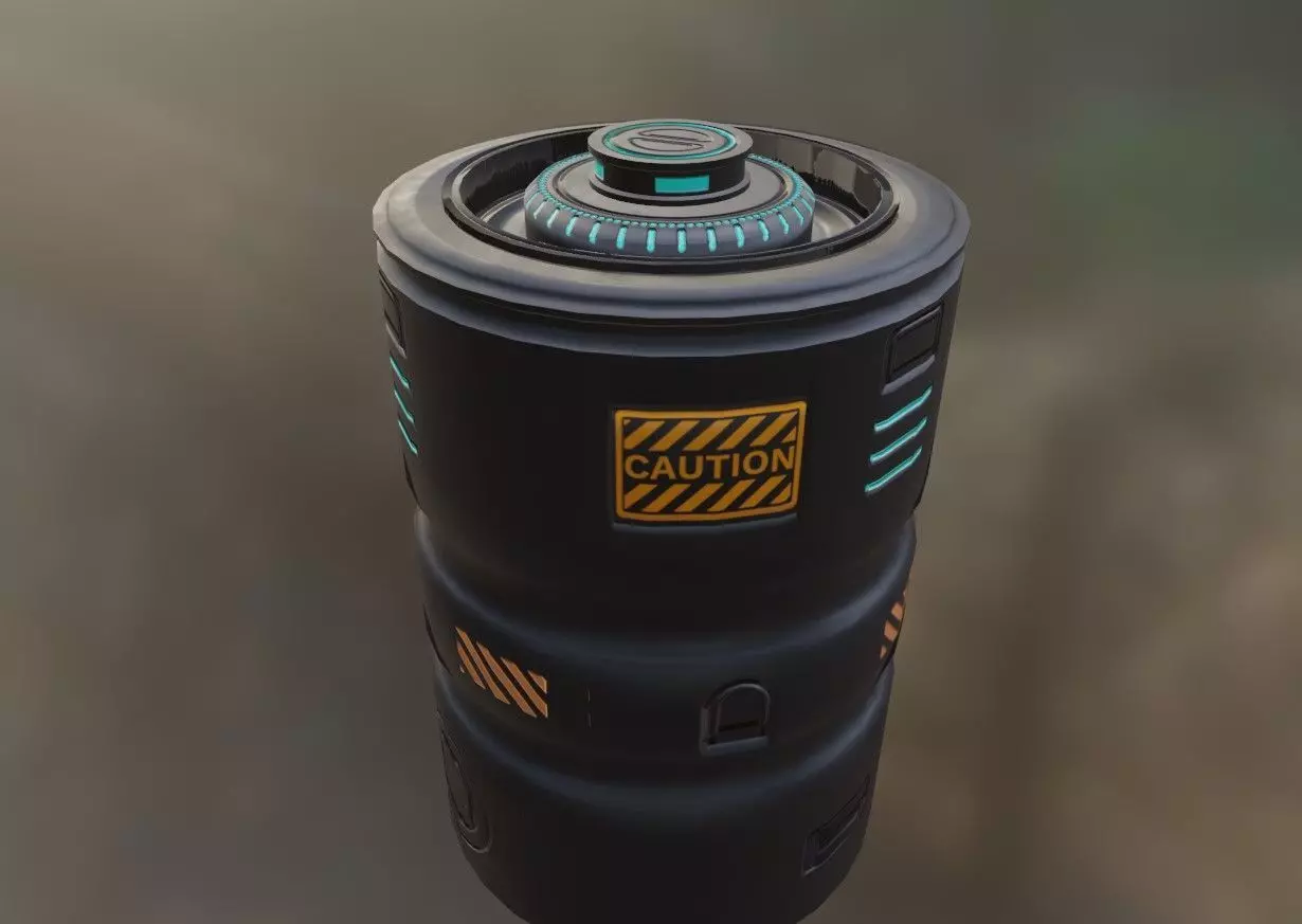 Sci-Fi Neon Barrel - container Low-poly 3D model Low-poly 3D model_0