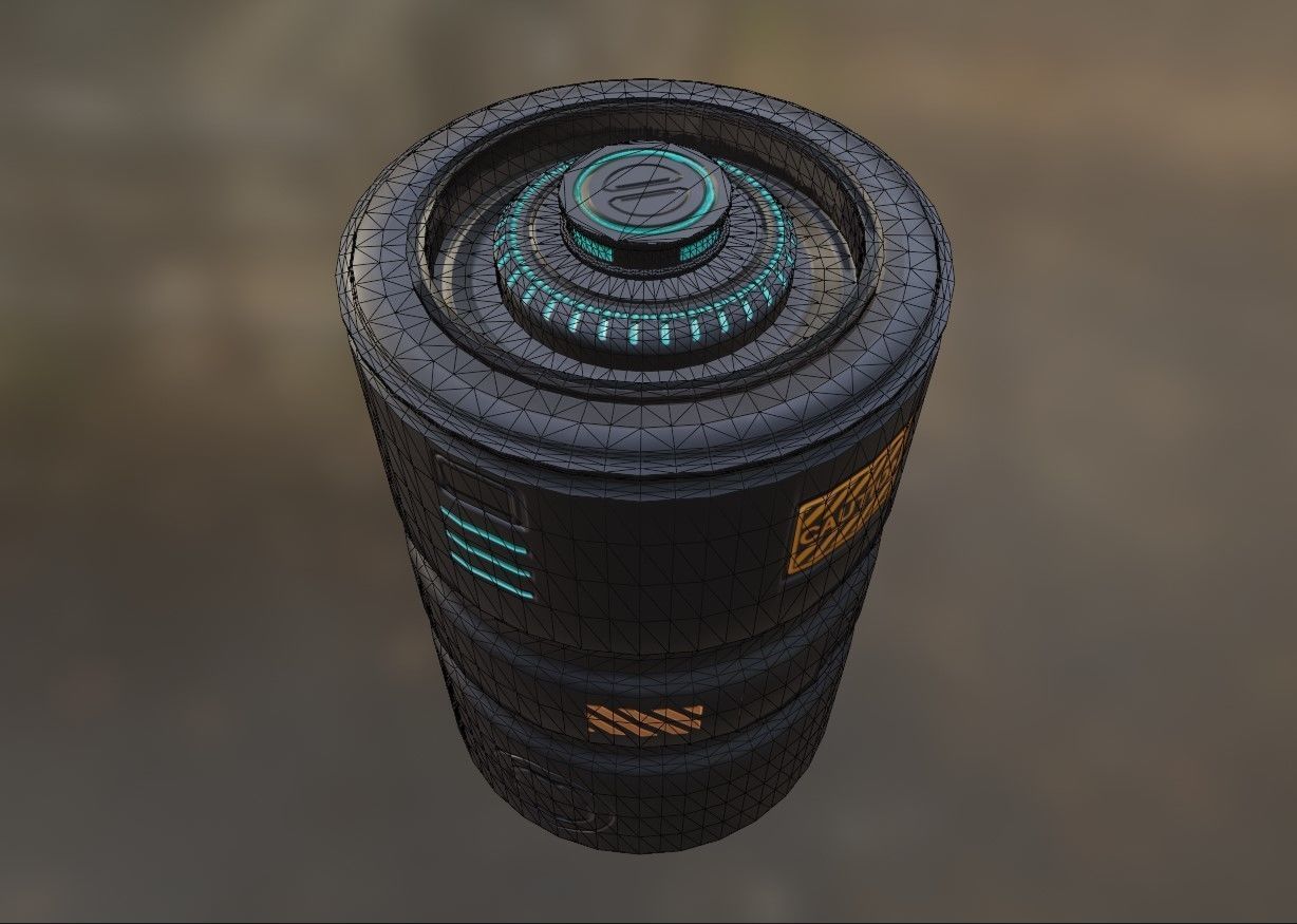 Sci-Fi Neon Barrel - container Low-poly 3D model Low-poly 3D model_17