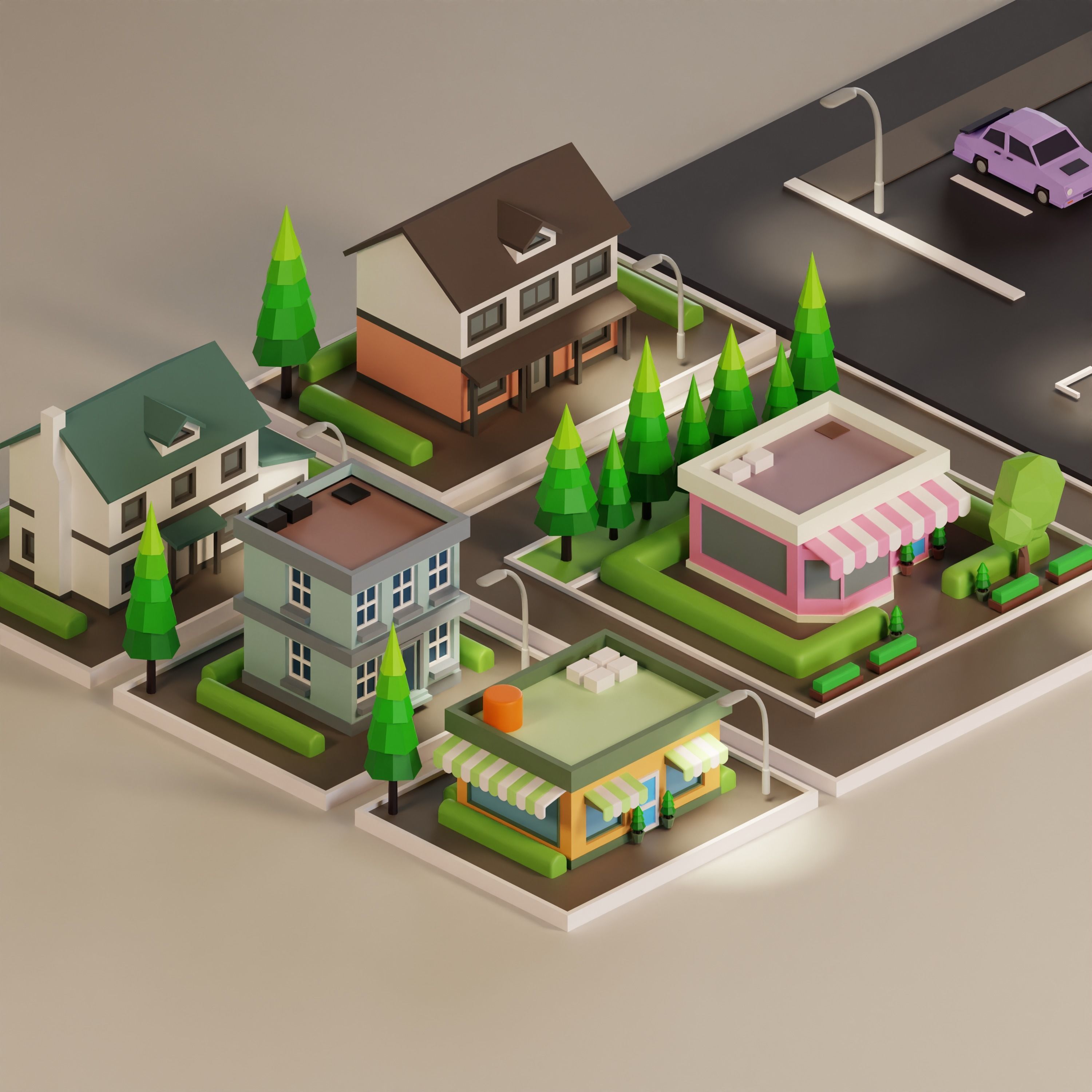 Low poly City pack Low-poly 3D model Low-poly 3D model_1