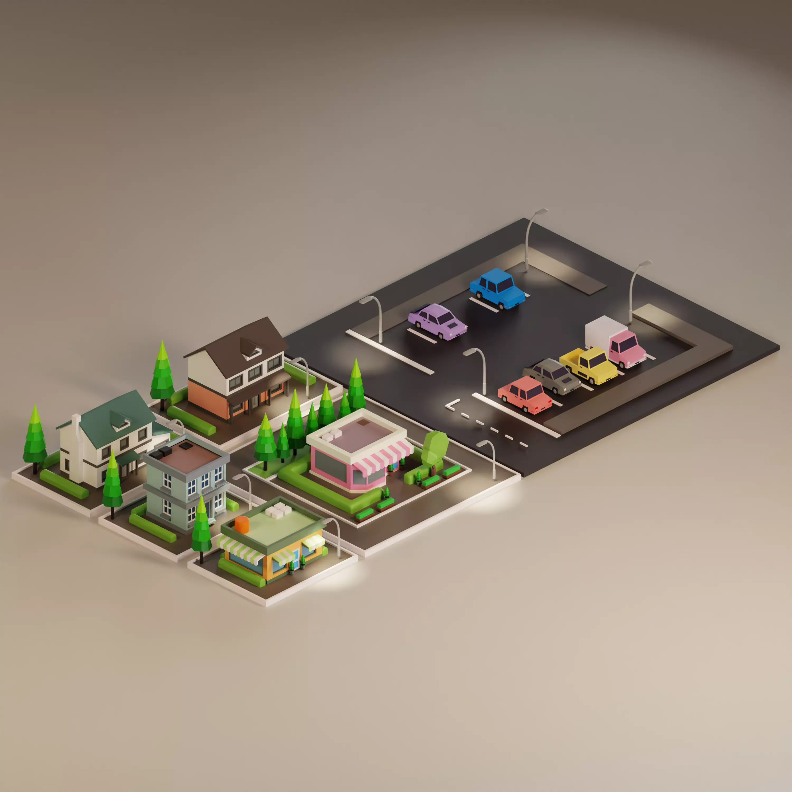 Low poly City pack Low-poly 3D model Low-poly 3D model_0