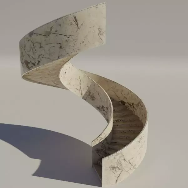 Marble stairway 3D model Low-poly 3D model