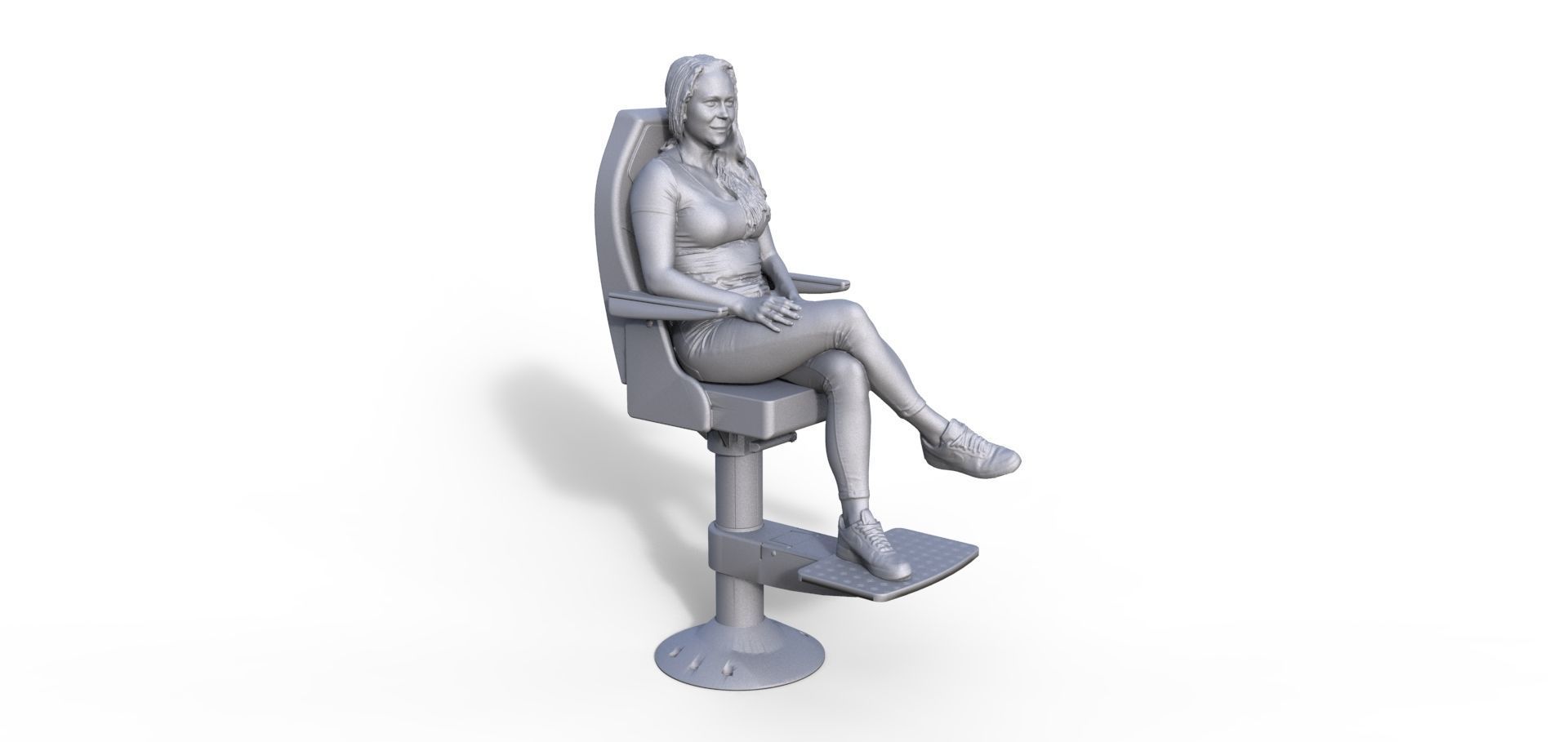 Figure Charlotte typ F with chair for ship model railway diorama 3D print model_1