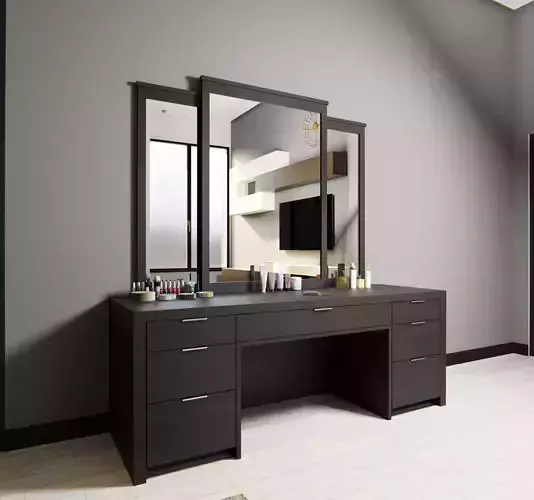Modern Wooden Dressing Table - Low Poly