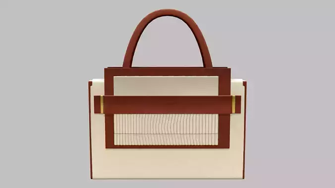Stylish Beige Brown Leather Trim Handbag