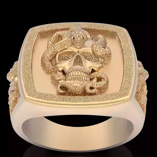 Skull snake ring silver gold sterling jewelry printable