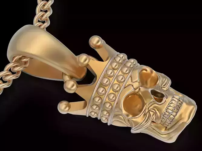 Skull king pendant silver gold jewelry printable