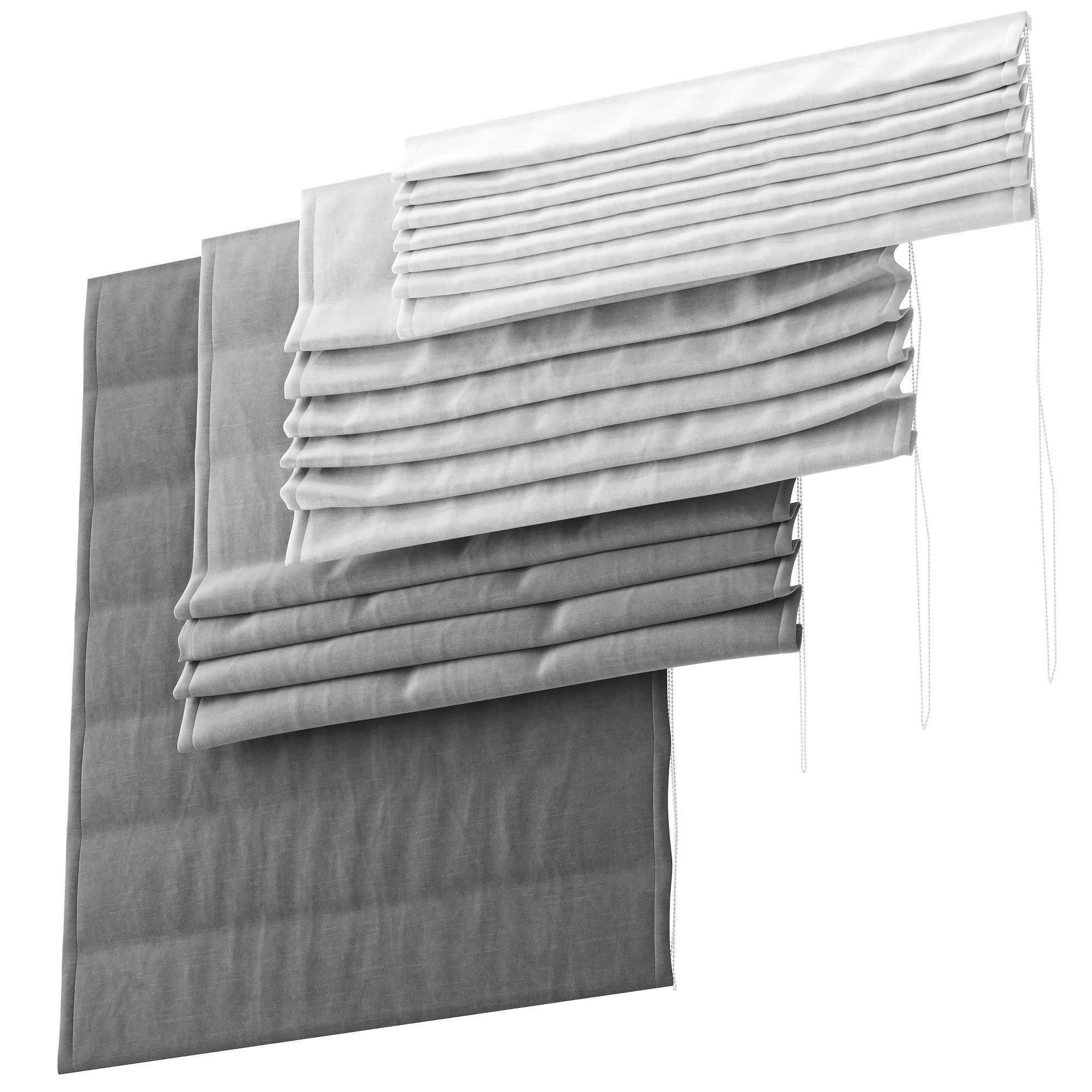 Roman Blinds set 01 3D model_4