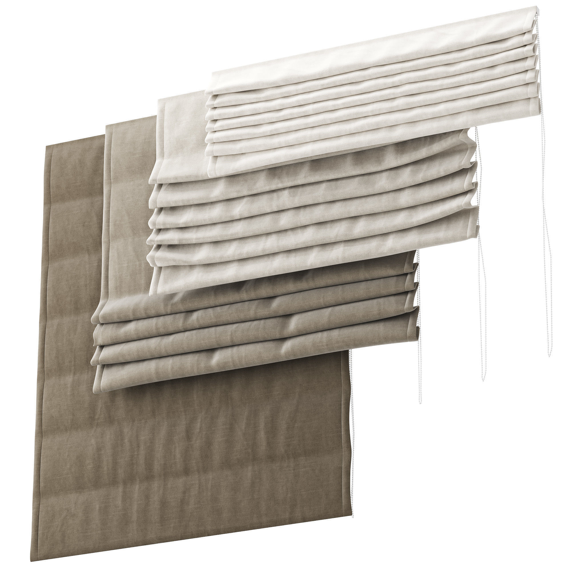 Roman Blinds set 01 3D model_3