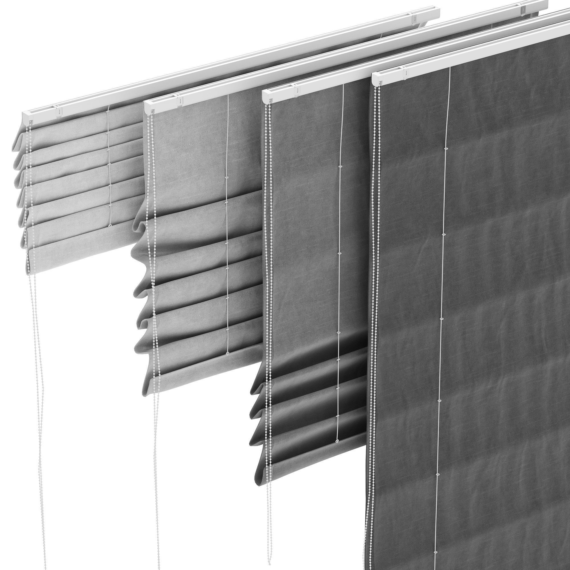 Roman Blinds set 01 3D model_6