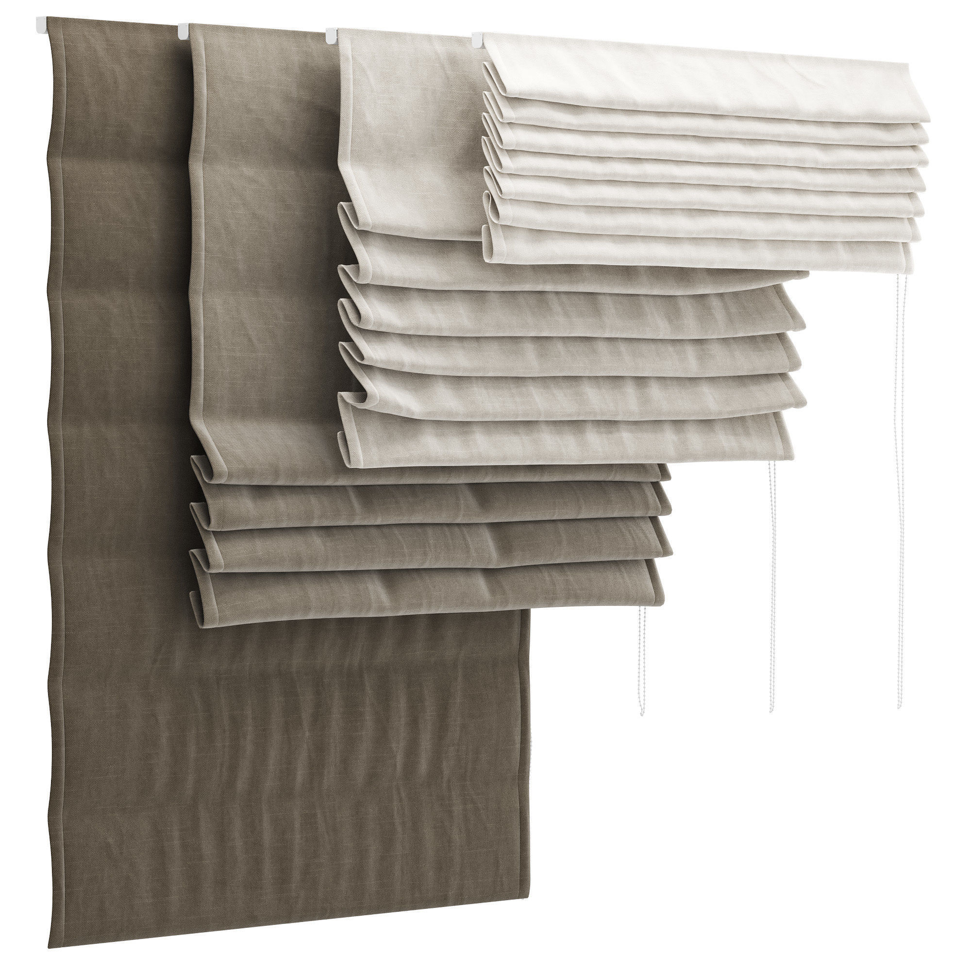 Roman Blinds set 01 3D model_1