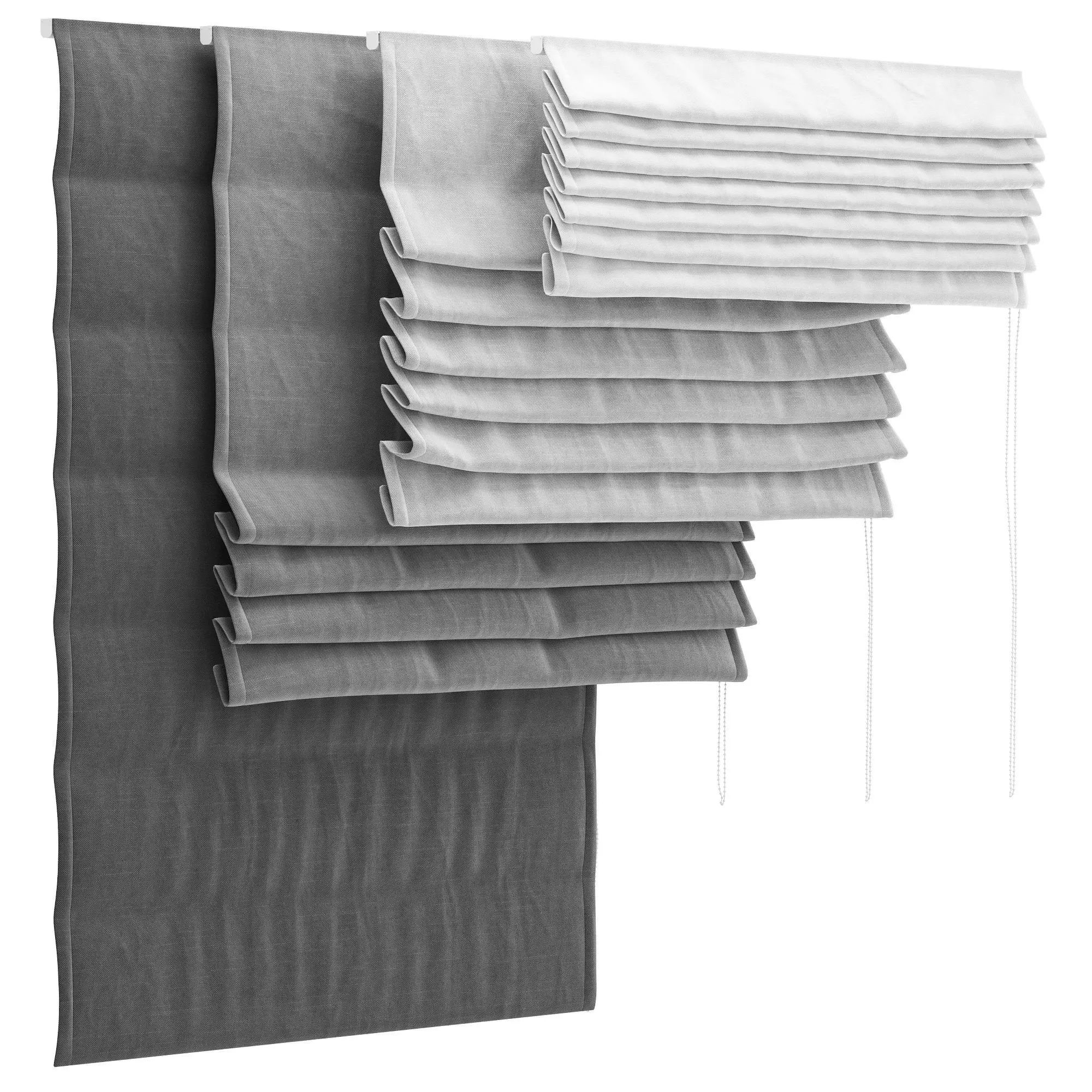 Roman Blinds set 01 3D model_0