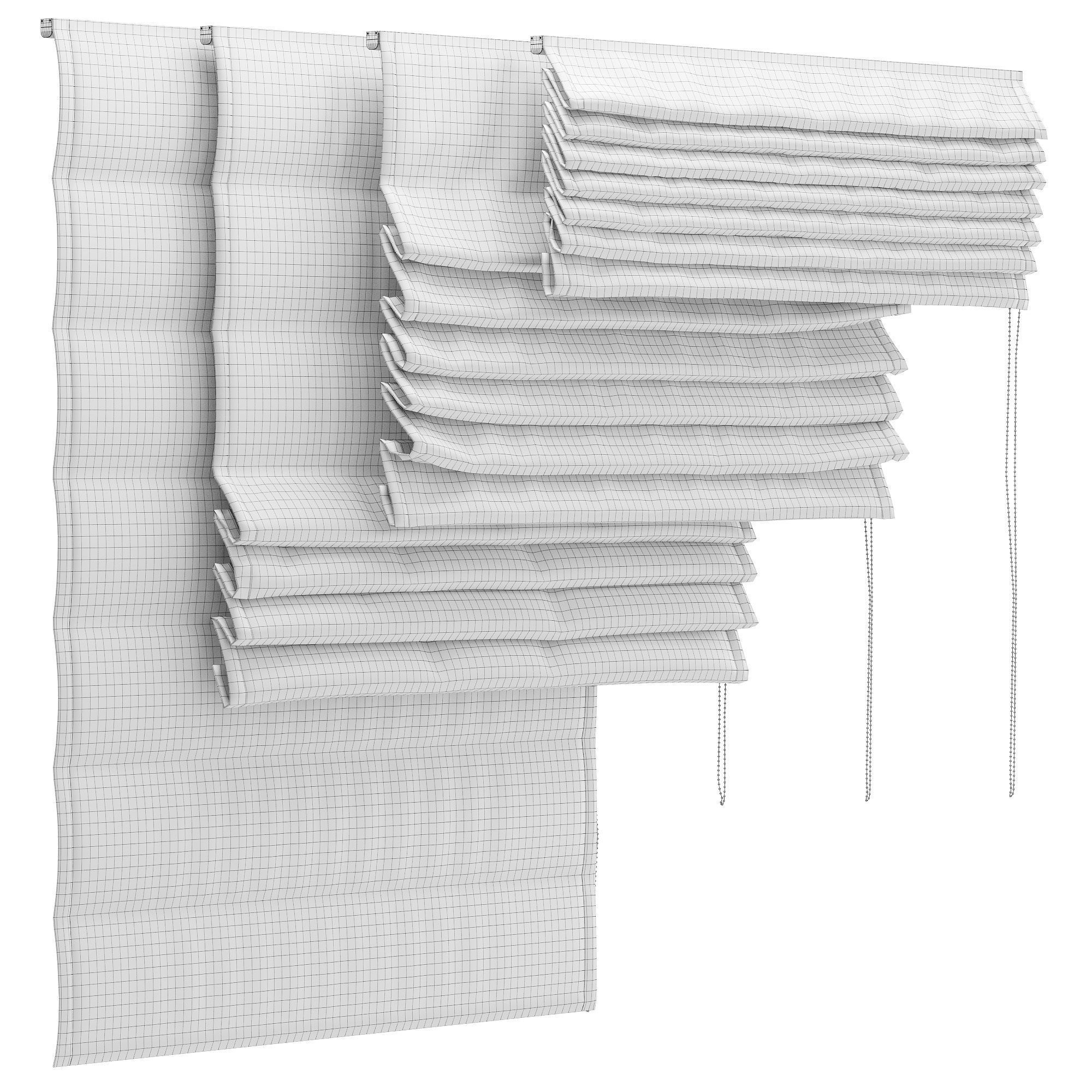 Roman Blinds set 01 3D model_7