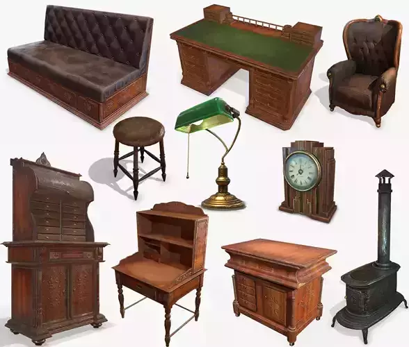 Antique Furniture Collections Low-poly 3D model
