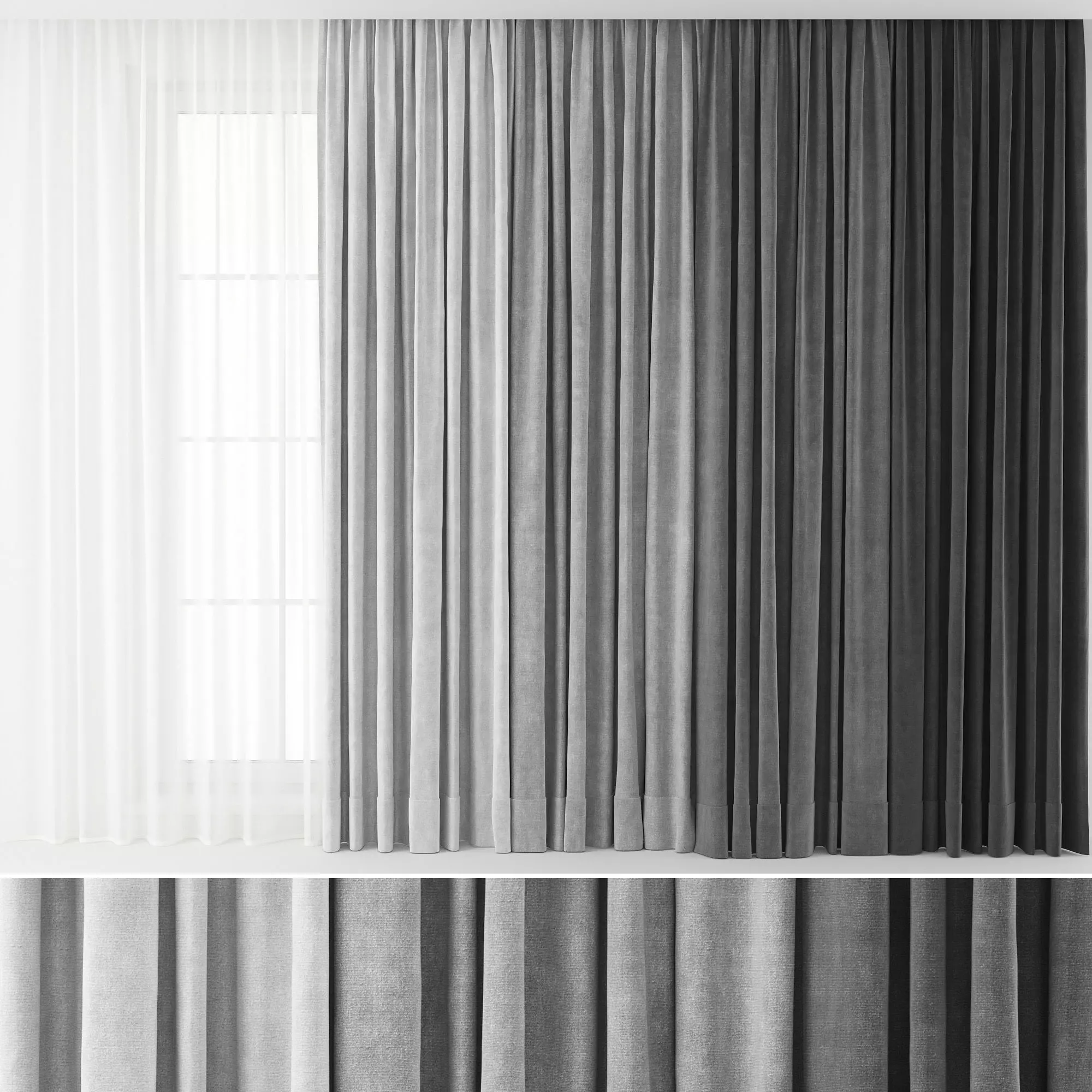 Curtain set 01 3D model_0
