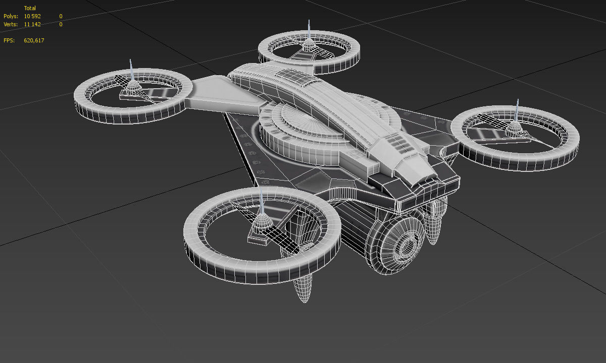 Sci Fi Quadcopter Drone Low-poly 3D model_7