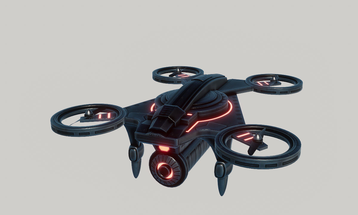 Sci Fi Quadcopter Drone Low-poly 3D model_5