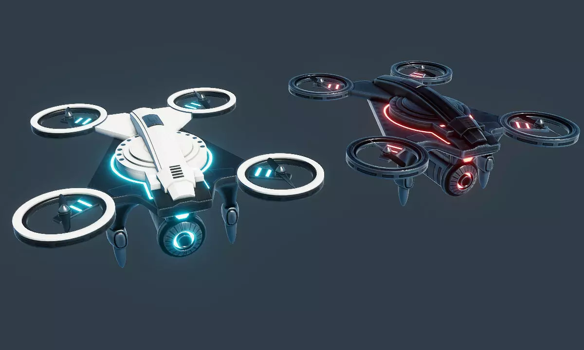 Sci Fi Quadcopter Drone Low-poly 3D model_0