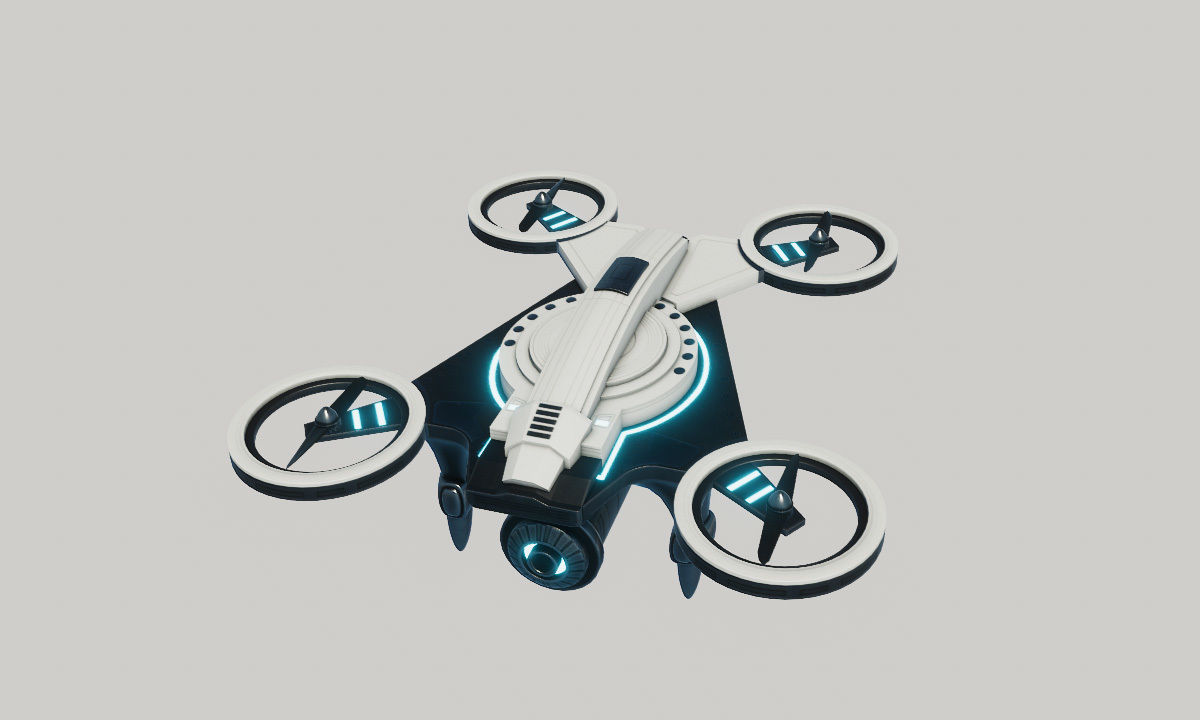 Sci Fi Quadcopter Drone Low-poly 3D model_3