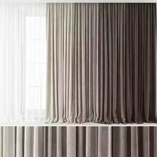 Curtains Long set 01 3D model