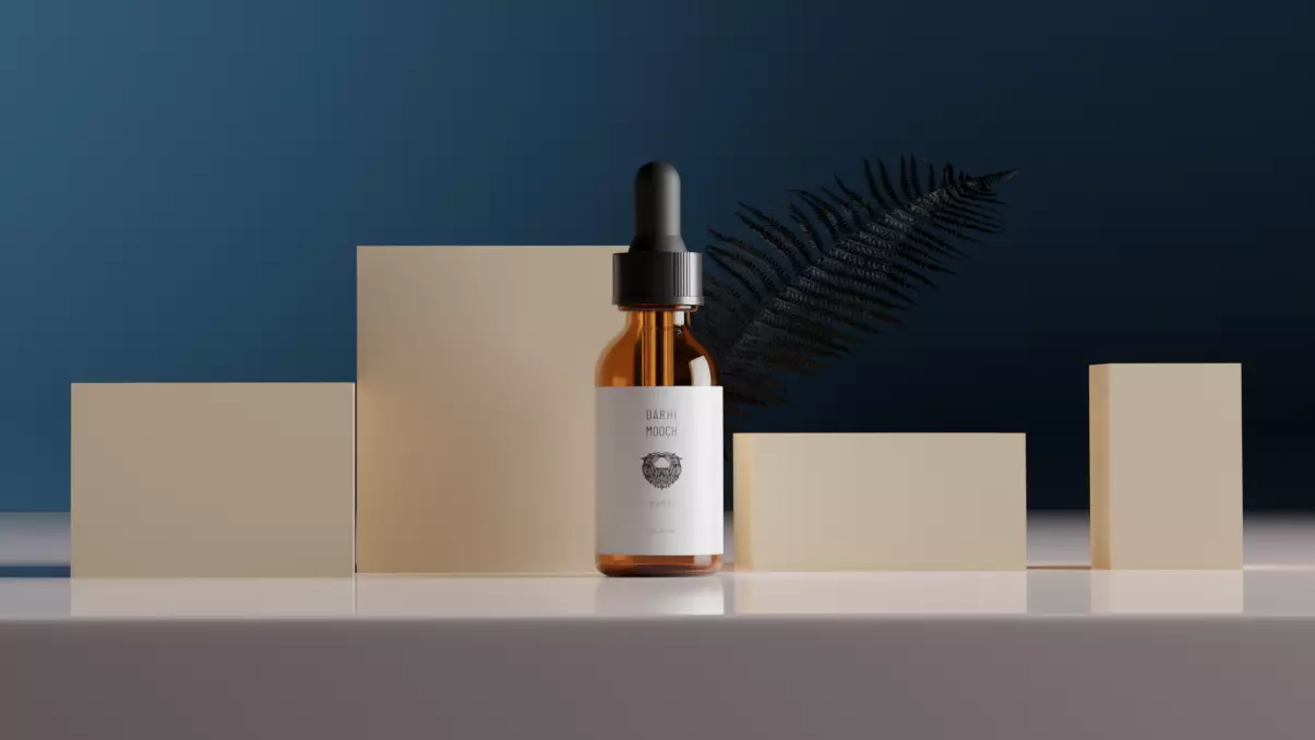 Beard Oil Dropper Glass Bottle with Rubber Plastic Cap Cosmetic 3D model_0