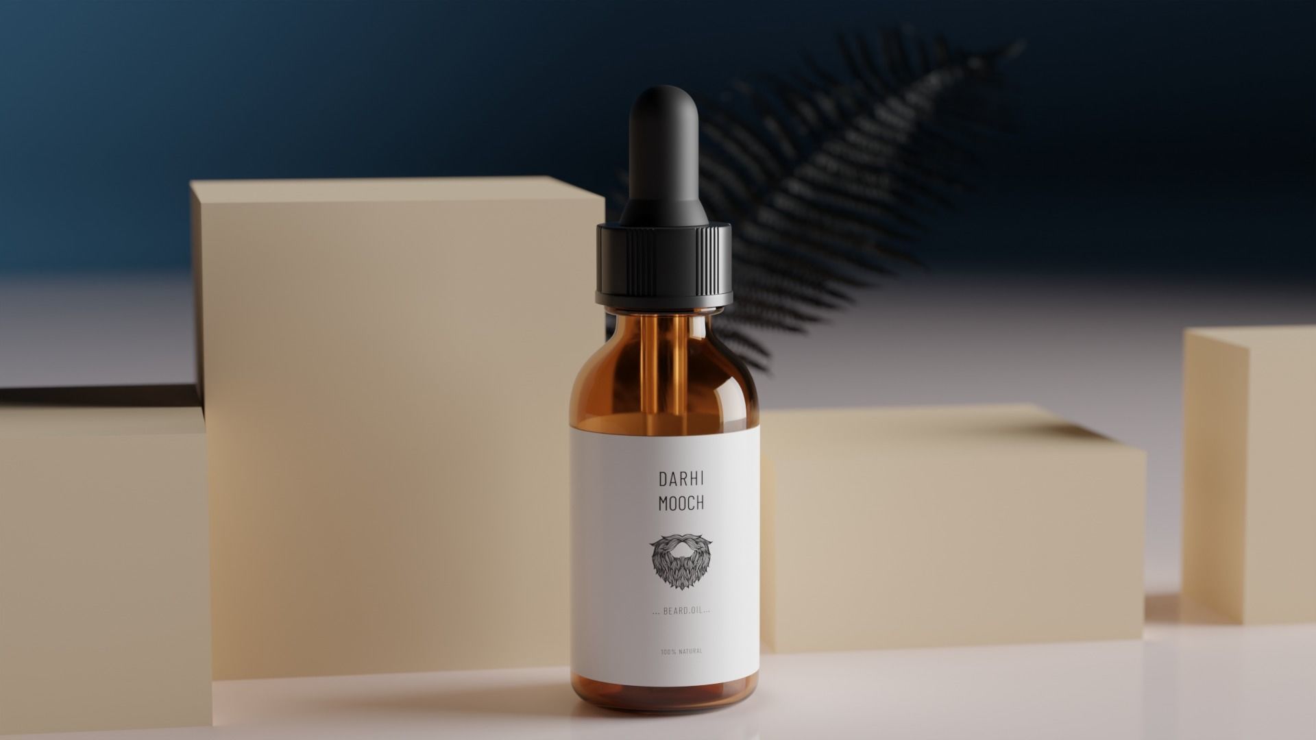 Beard Oil Dropper Glass Bottle with Rubber Plastic Cap Cosmetic 3D model_1