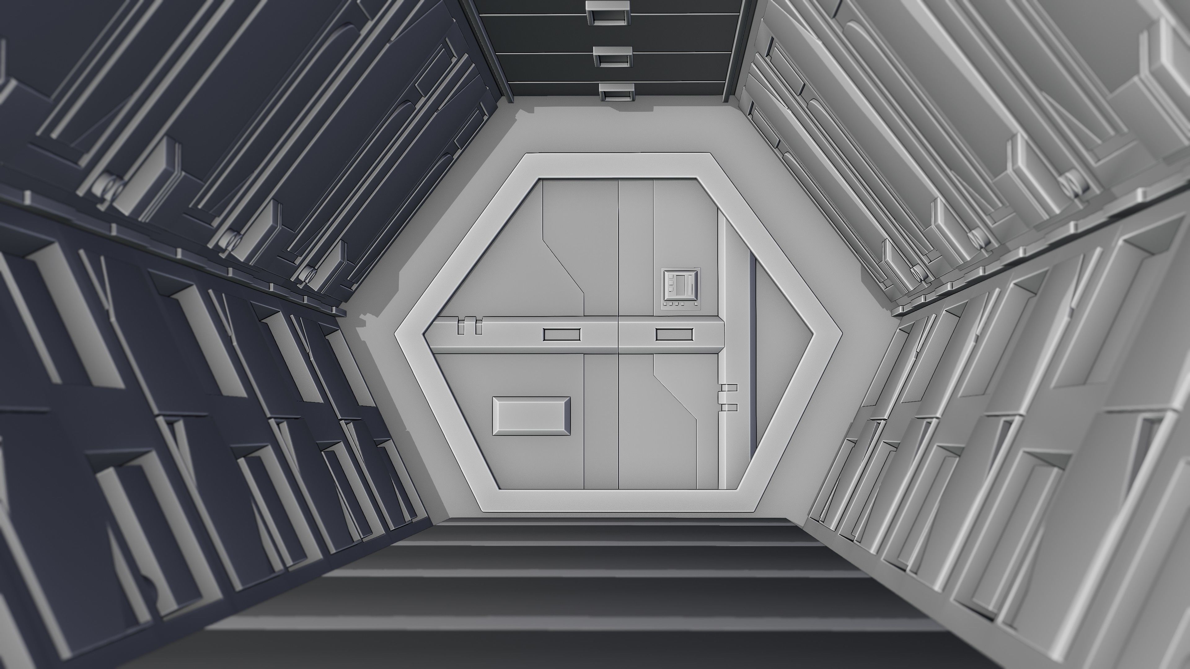 Sci-Fi Airlock Corridor 3D model_11