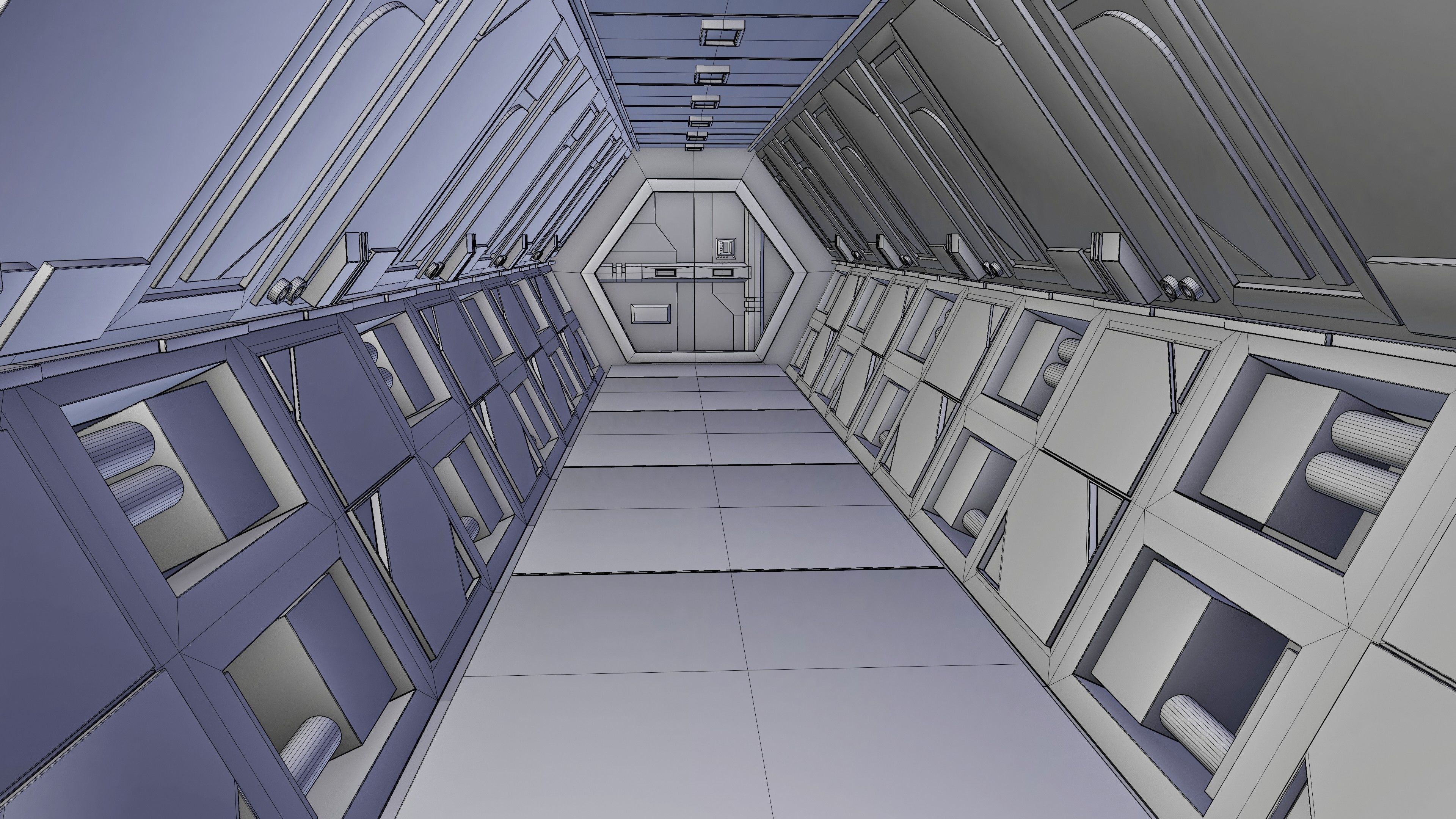 Sci-Fi Airlock Corridor 3D model_23