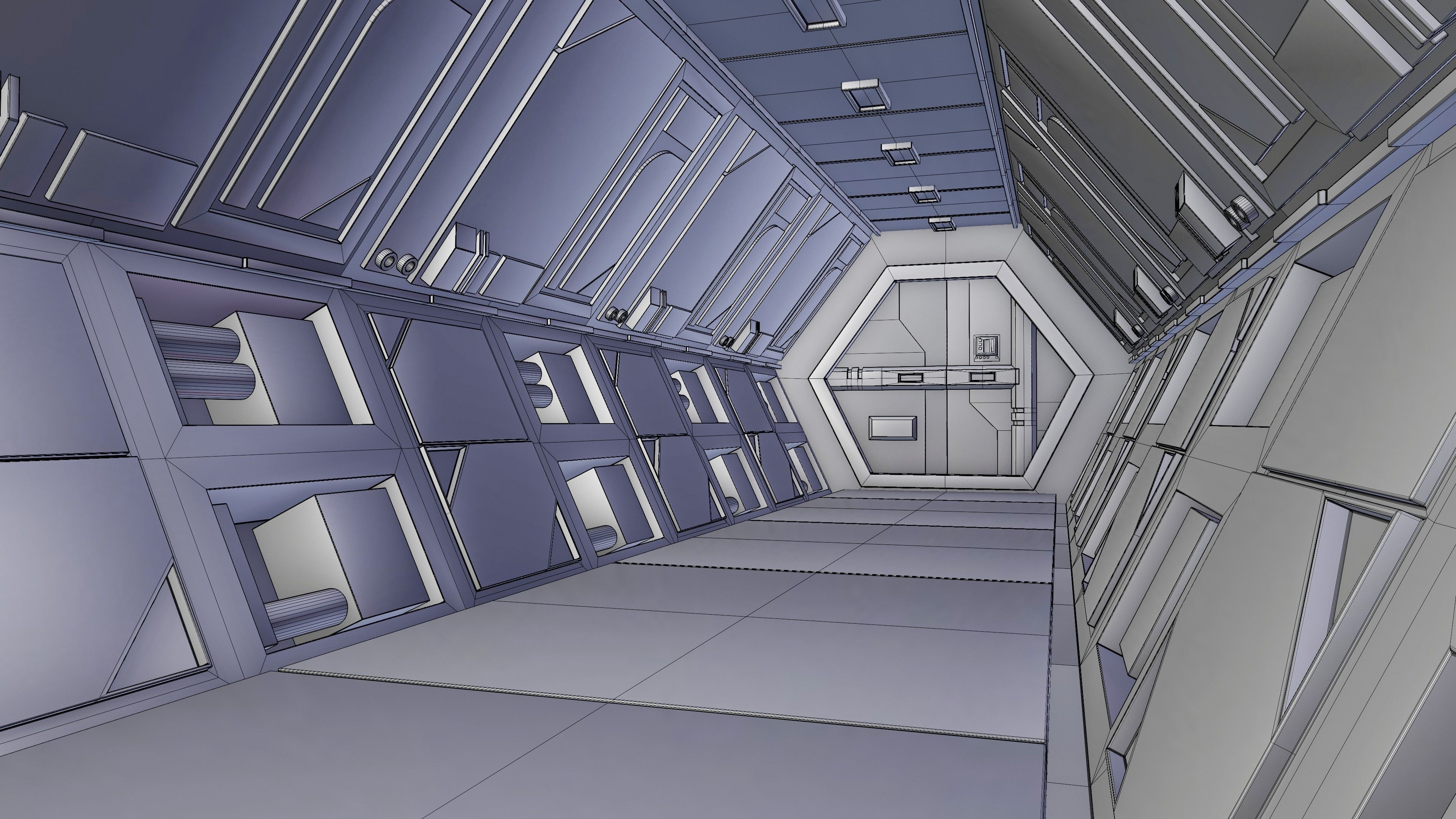 Sci-Fi Airlock Corridor 3D model_20
