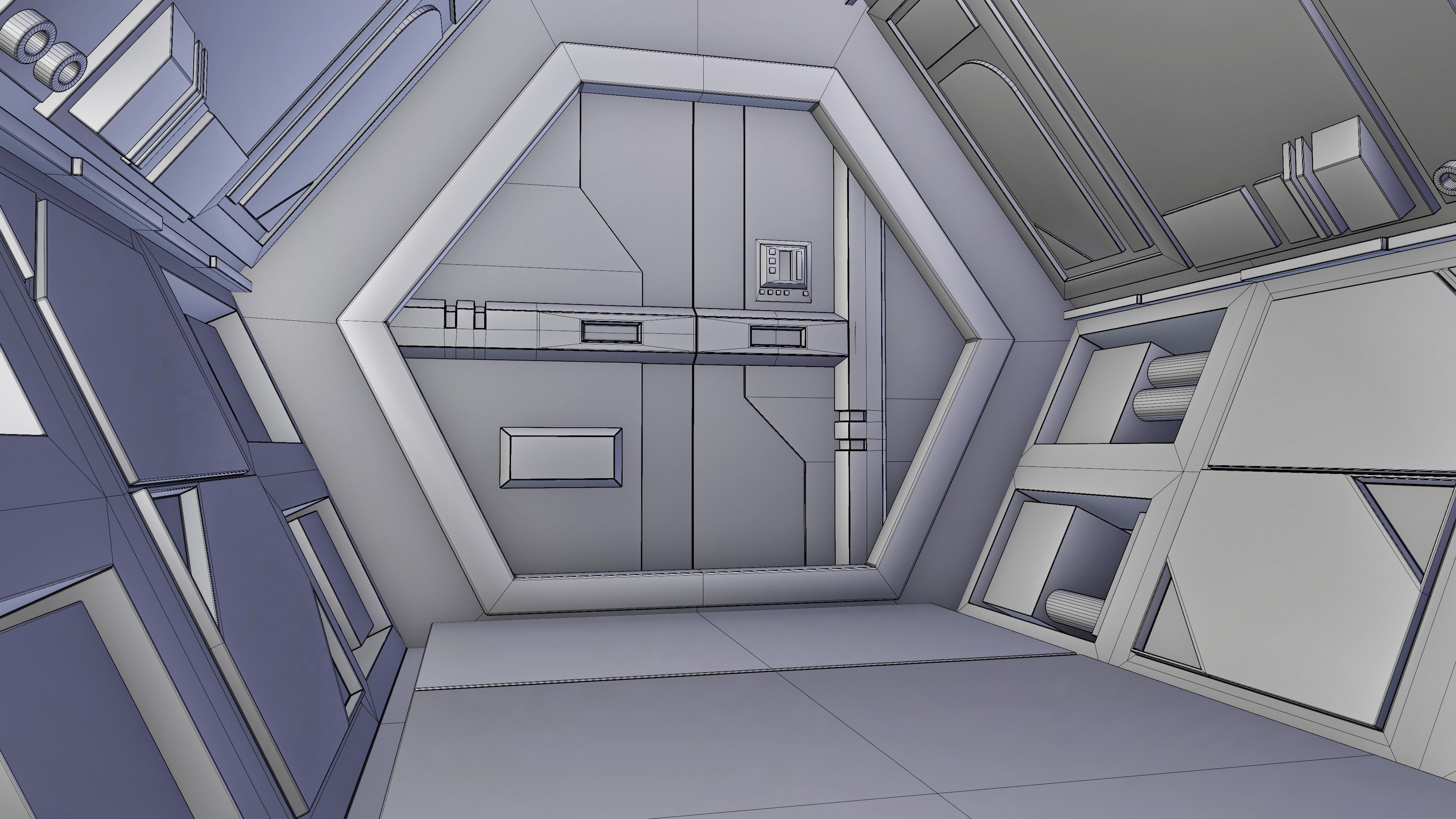 Sci-Fi Airlock Corridor 3D model_24