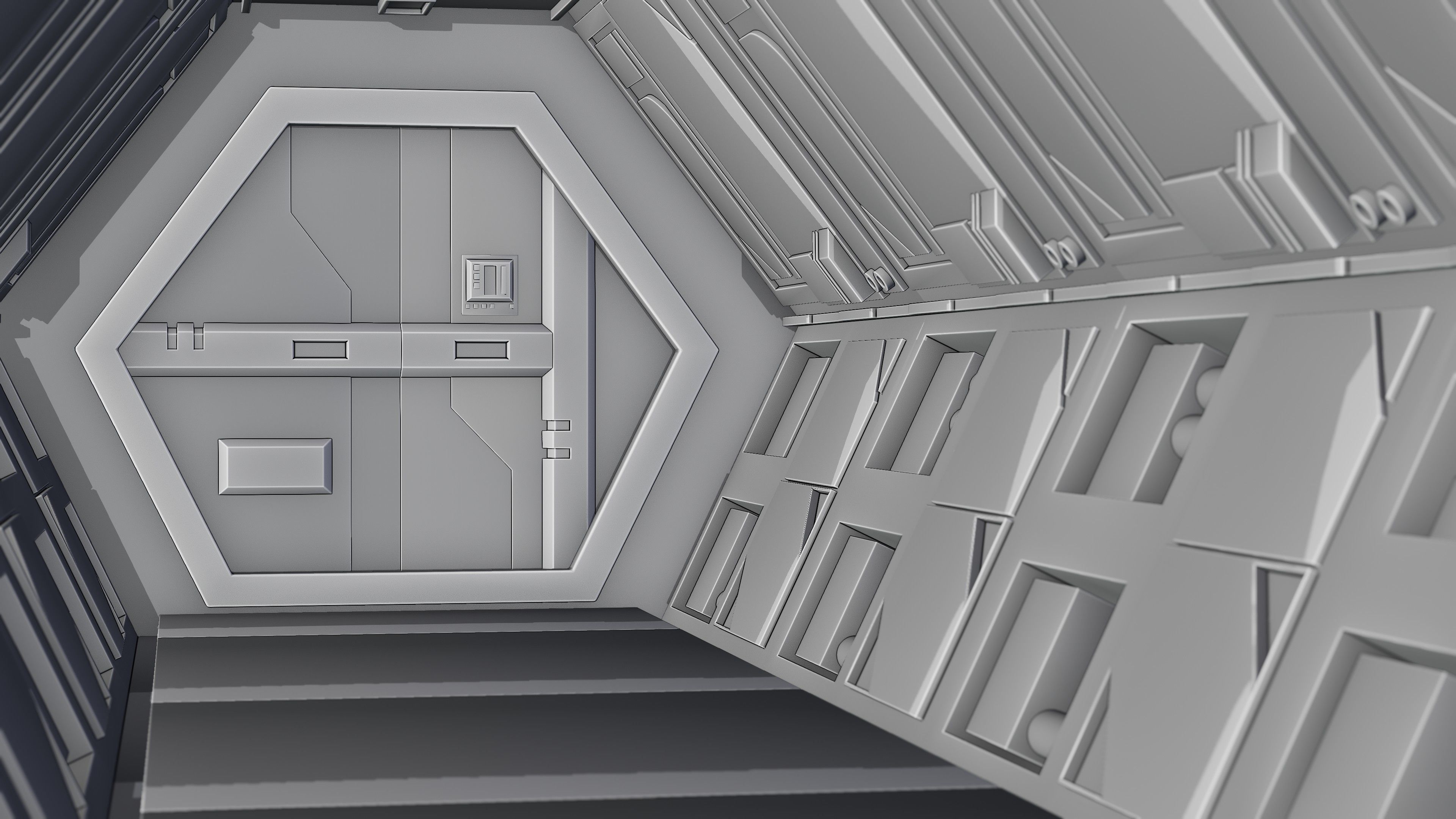 Sci-Fi Airlock Corridor 3D model_10