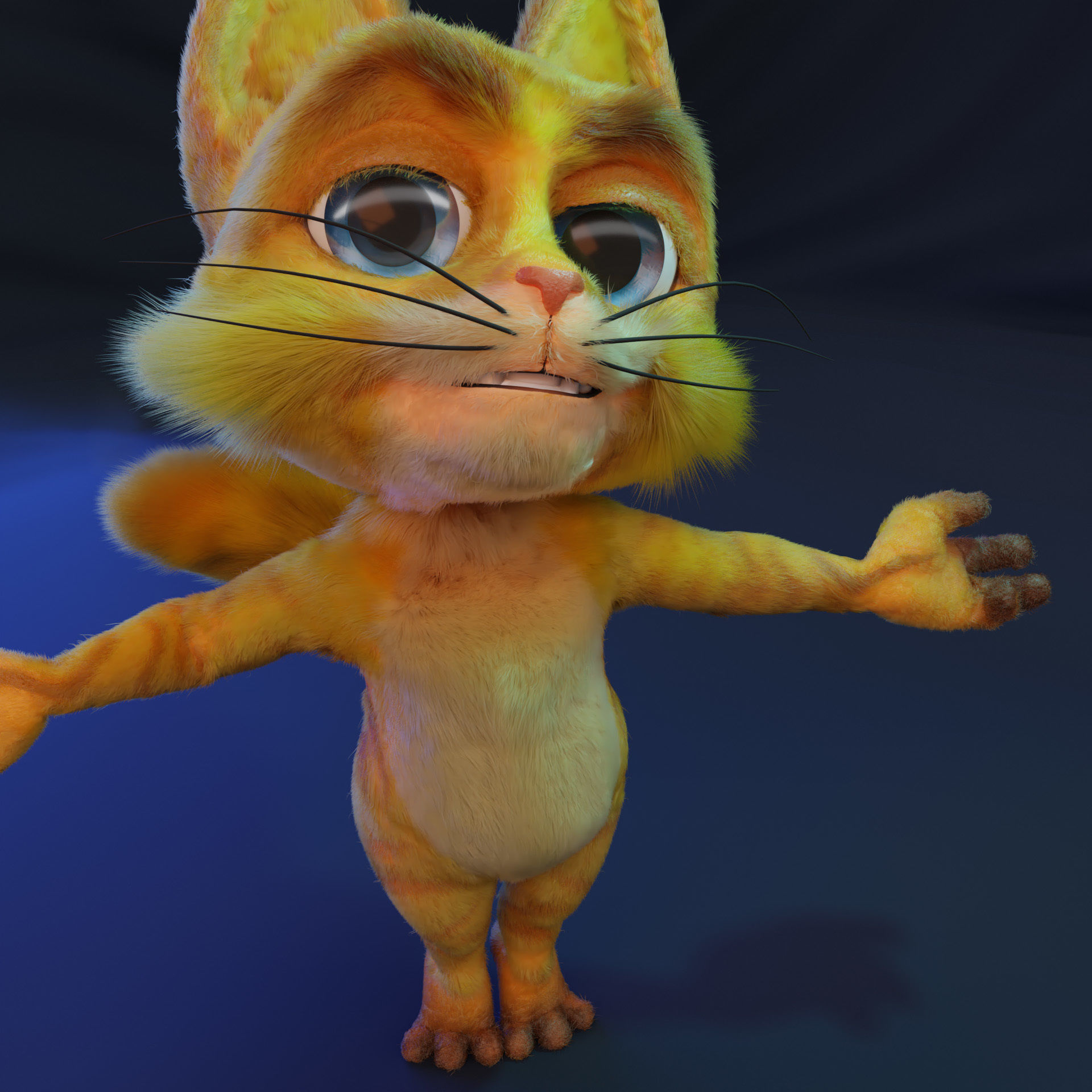 Die Katze Cat Cartoon Character Mascot Low-poly 3D model_3