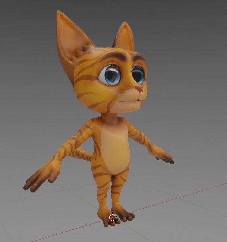 Die Katze Cat Cartoon Character Mascot Low-poly 3D model_18