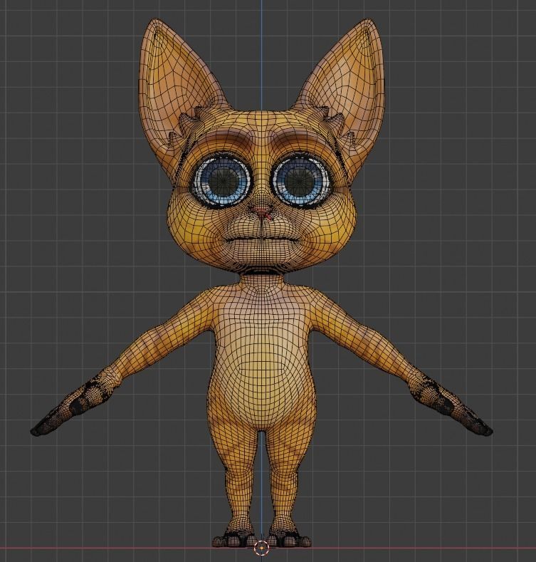 Die Katze Cat Cartoon Character Mascot Low-poly 3D model_26