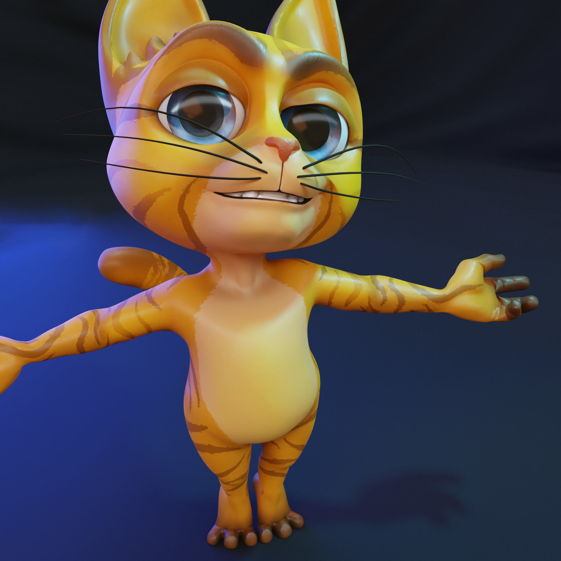 Die Katze Cat Cartoon Character Mascot Low-poly 3D model_24