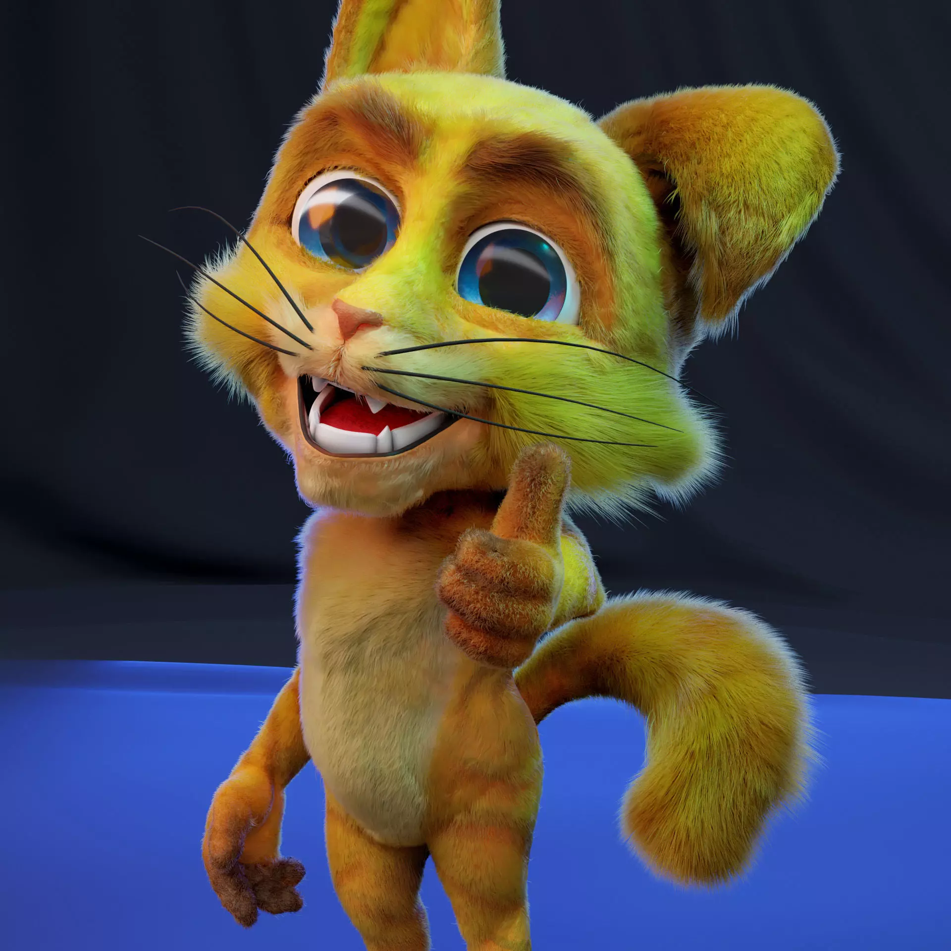 Die Katze Cat Cartoon Character Mascot Low-poly 3D model_0