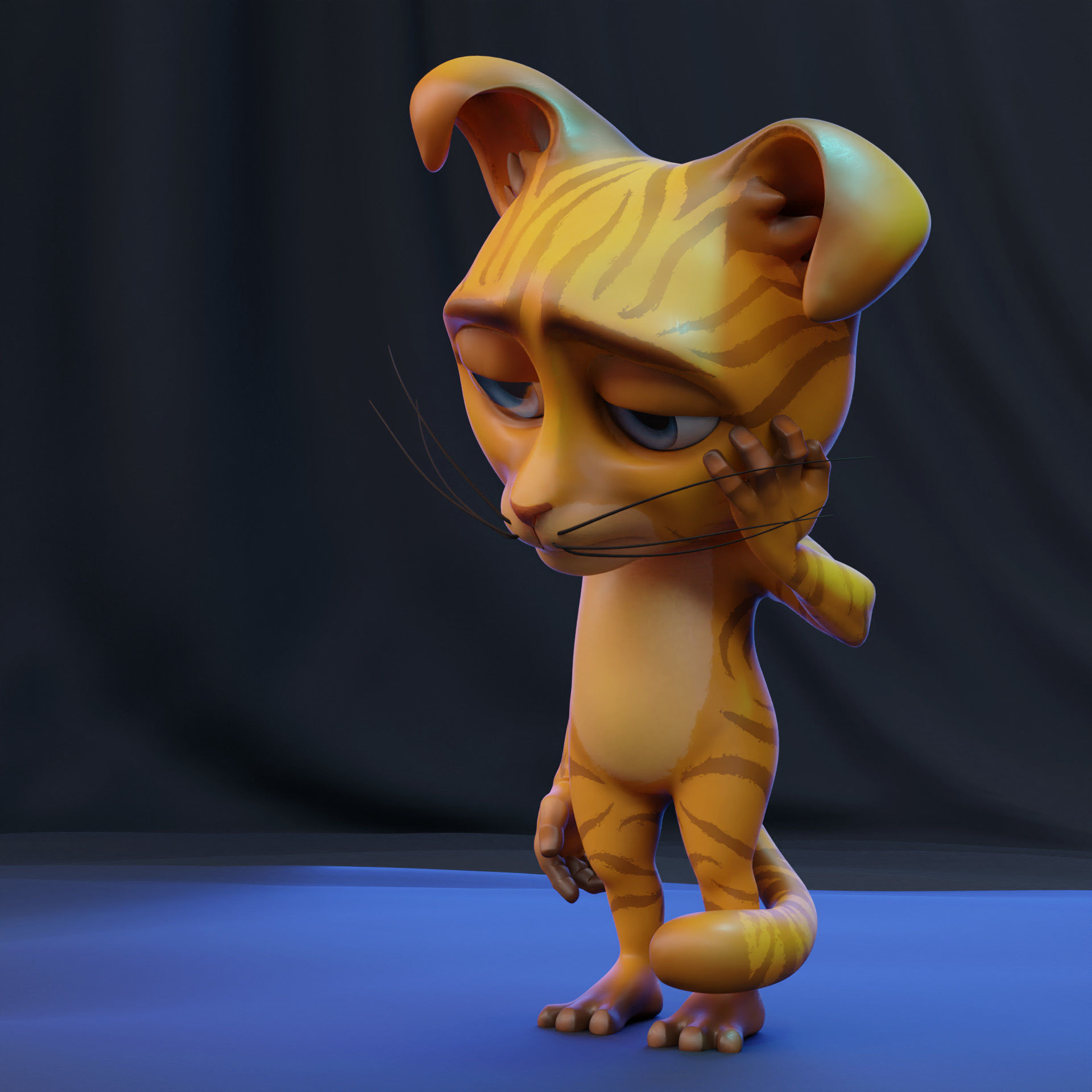 Die Katze Cat Cartoon Character Mascot Low-poly 3D model_23