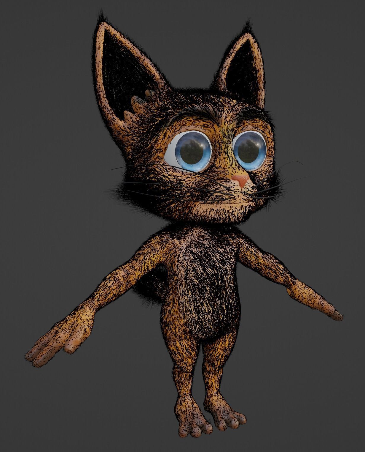 Die Katze Cat Cartoon Character Mascot Low-poly 3D model_15