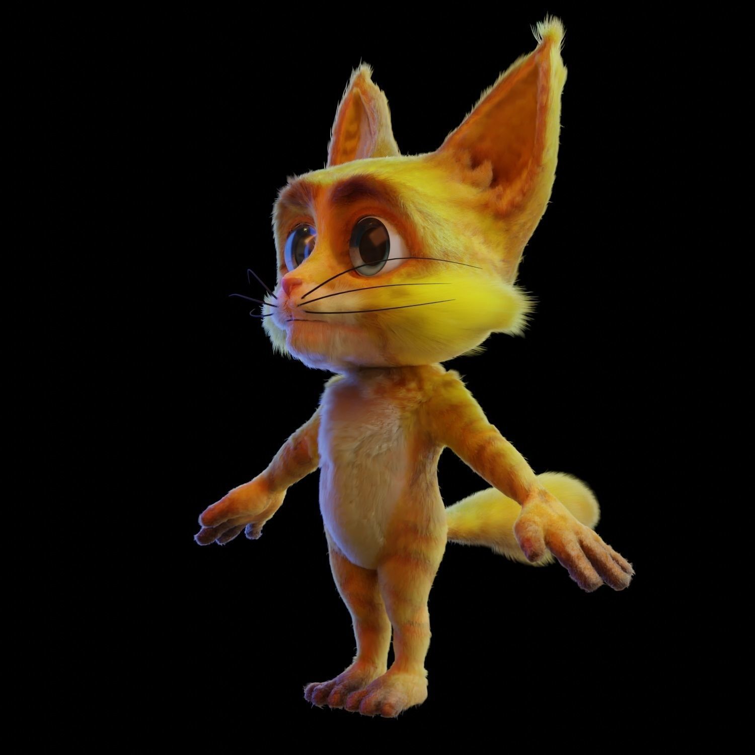 Die Katze Cat Cartoon Character Mascot Low-poly 3D model_14
