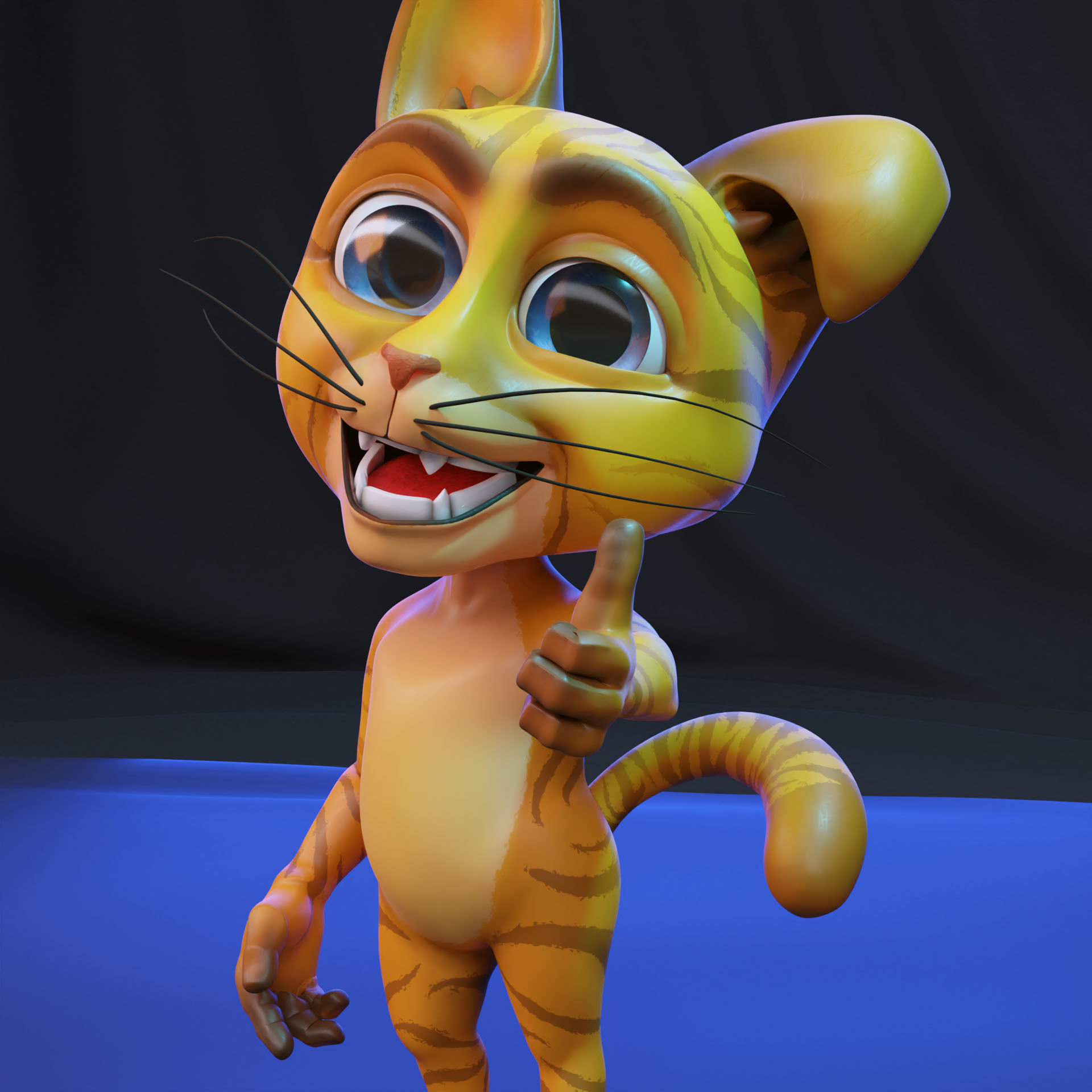 Die Katze Cat Cartoon Character Mascot Low-poly 3D model_22