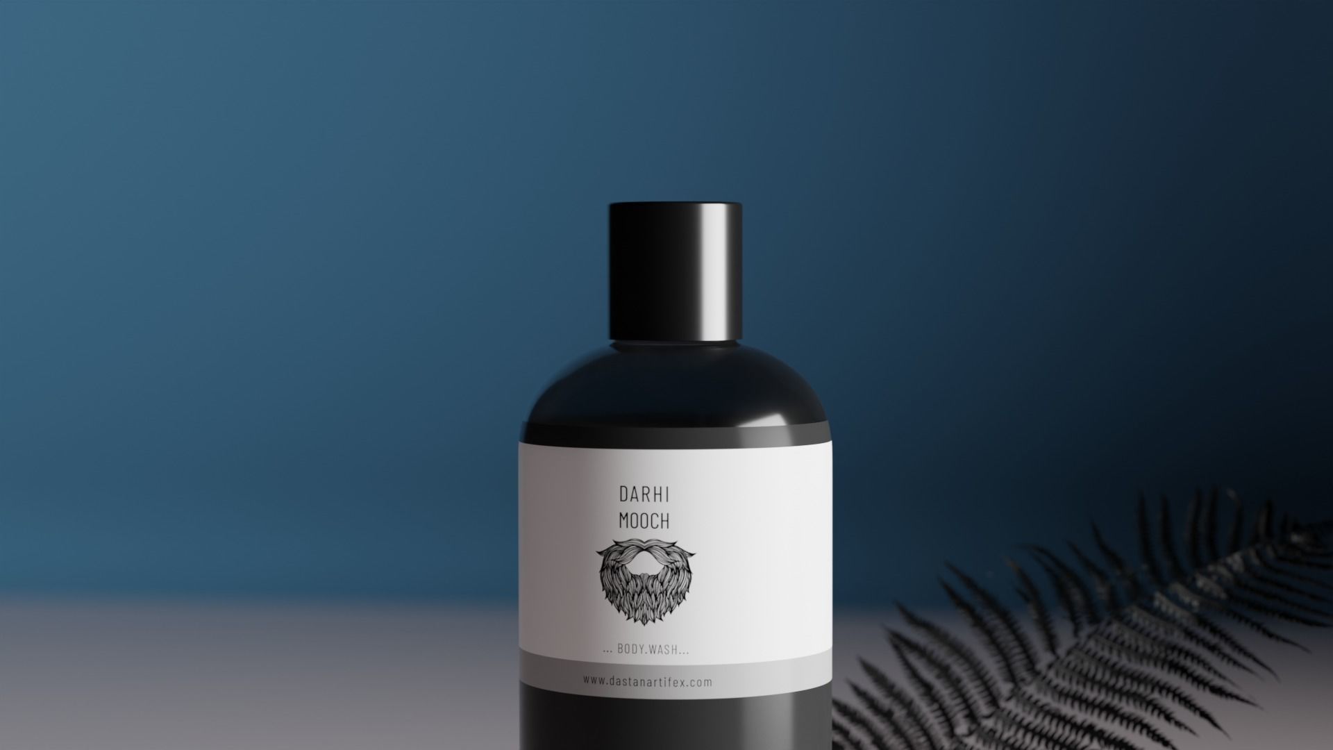 Glass bottle cosmetic product with plastic lid in studio 3D model_2