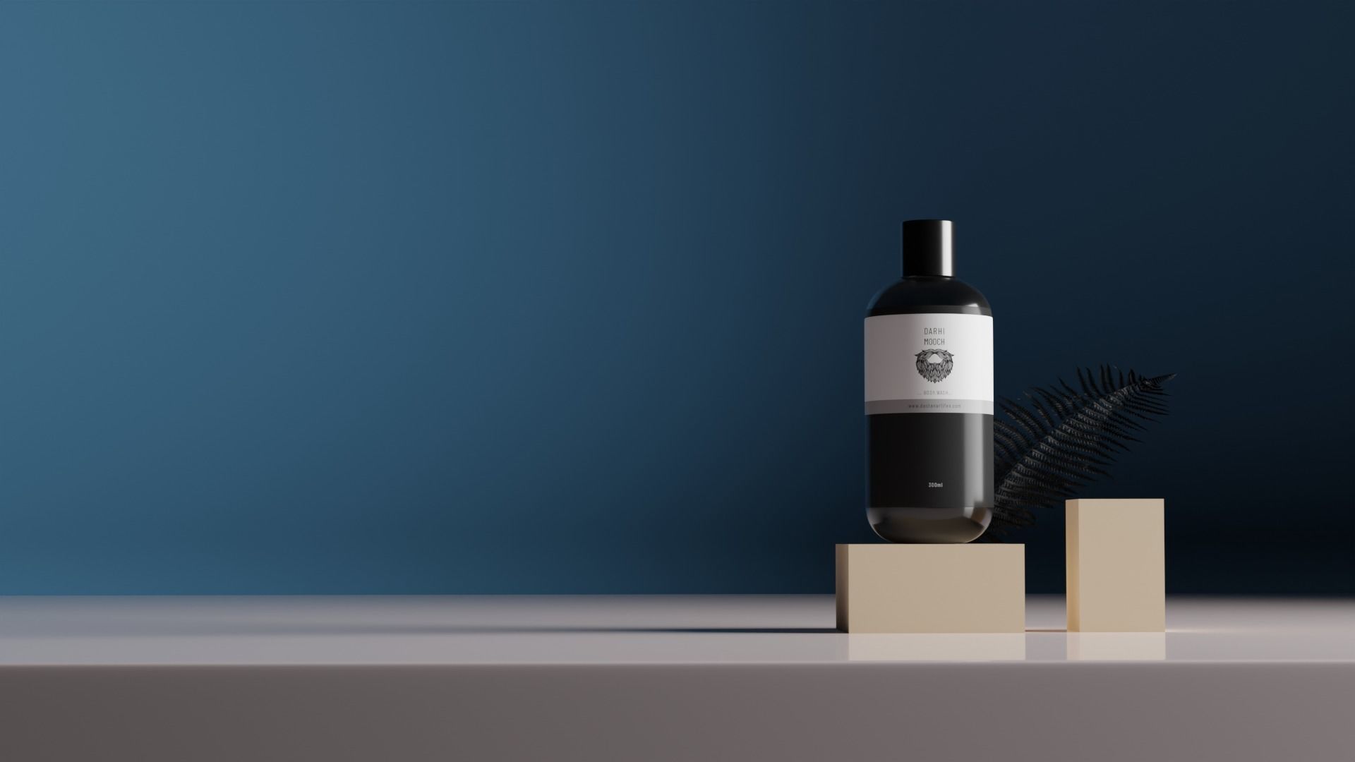 Glass bottle cosmetic product with plastic lid in studio 3D model_1