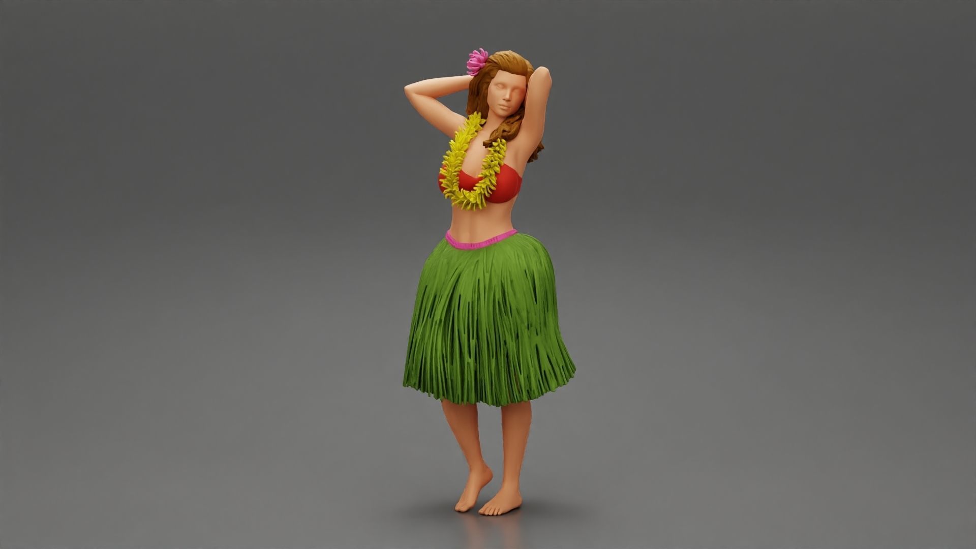 Hula Girl dancing 3D print model_6