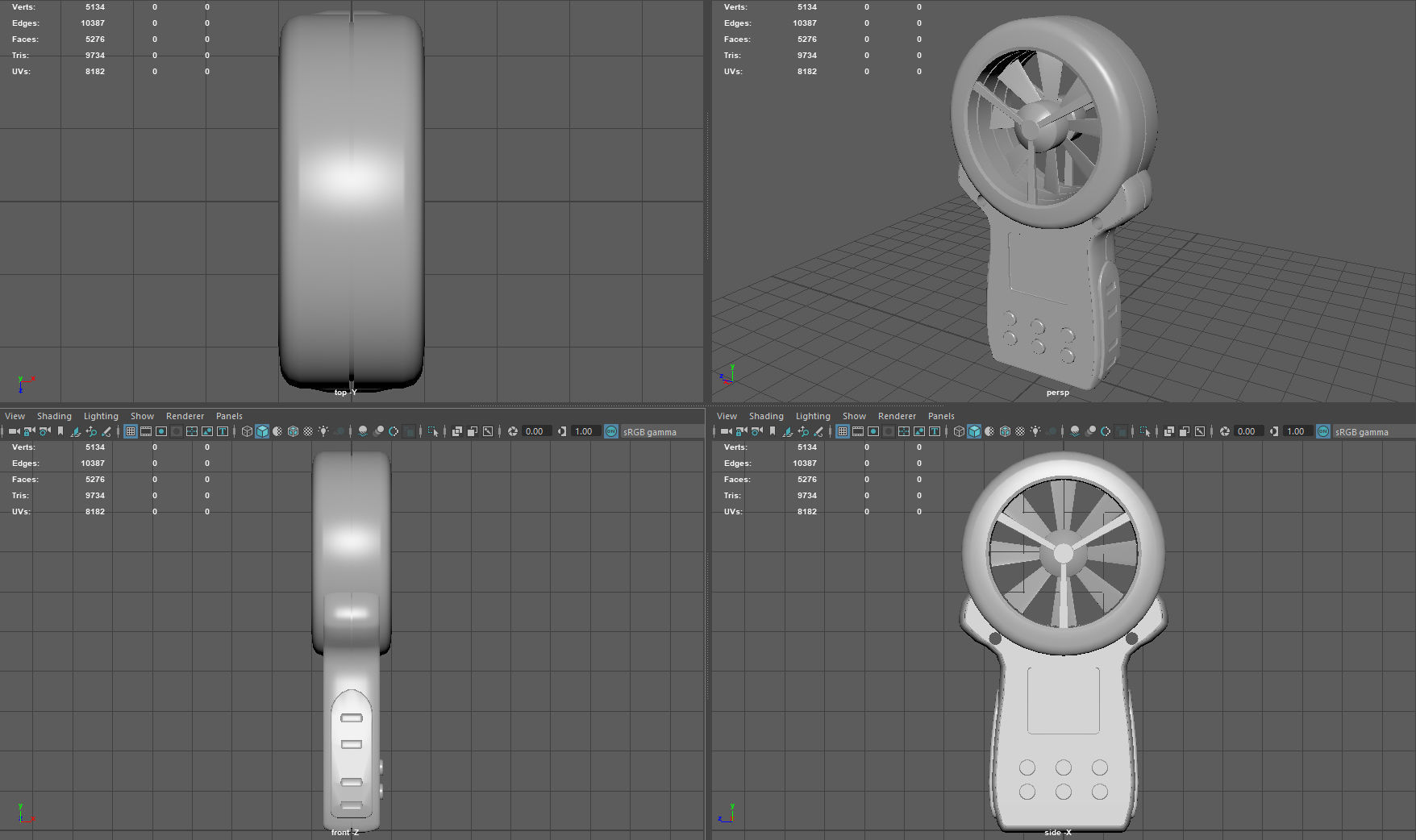 Anemometer fan with digital display Low-poly 3D model_11