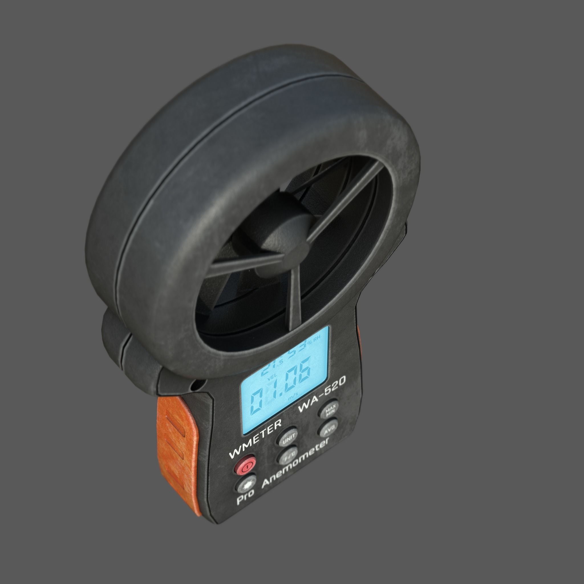 Anemometer fan with digital display Low-poly 3D model_16